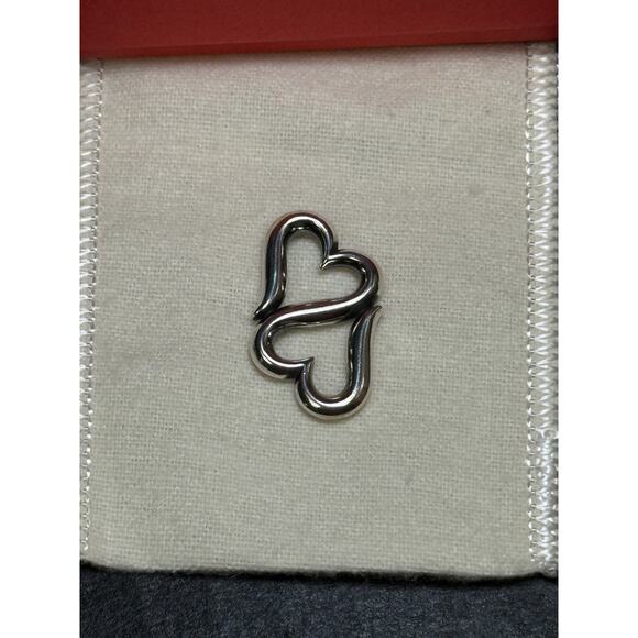 James Avery Sterling Silver Double Open Heart to Heart Pendant Retired